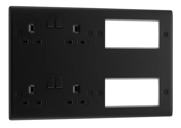 BG Nexus 2 x 13A Twin Socket c/w 2 x 4 Module Plate Matt Black