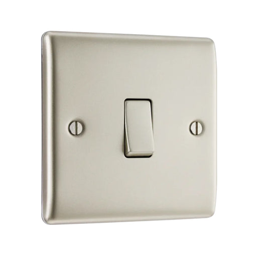 BG Nexus NPR12 Metal Pearl Nickel Light Switch Plate - Single 1 Gang 2 Way BG Nexus Metal - Pearl Nickel BG - Sparks Warehouse