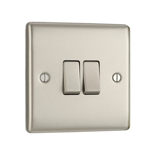 BG Nexus NPR42 Metal Pearl Nickel Light Switch Plate - Double 2 Gang 2 Way - DISCONTINUED BG Nexus Metal - Pearl Nickel BG - Sparks Warehouse