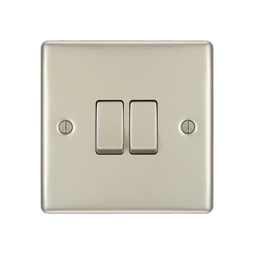 BG Nexus NPR42 Metal Pearl Nickel Light Switch Plate - Double 2 Gang 2 Way - DISCONTINUED BG Nexus Metal - Pearl Nickel BG - Sparks Warehouse