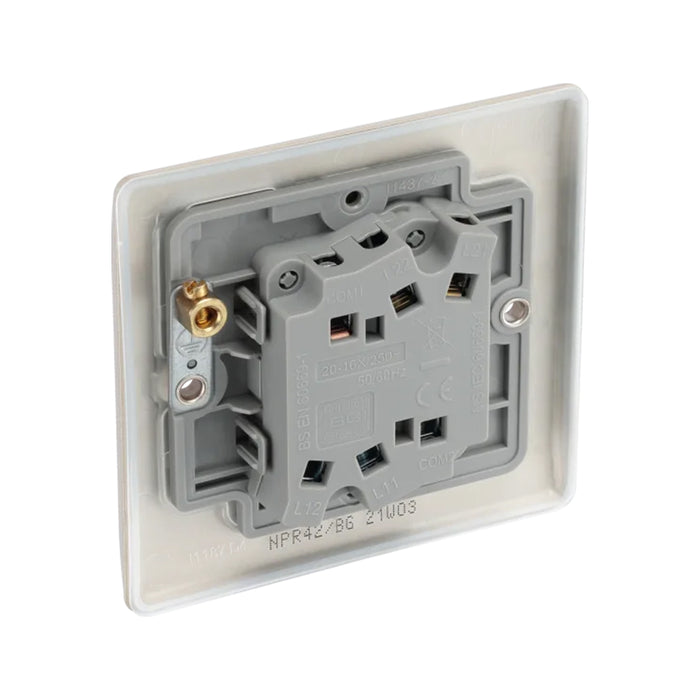 BG Nexus NPR42 Metal Pearl Nickel Light Switch Plate - Double 2 Gang 2 Way - DISCONTINUED BG Nexus Metal - Pearl Nickel BG - Sparks Warehouse