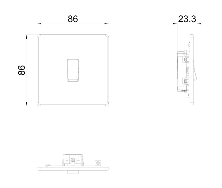 BG FBS12 Screwless Flat Plate Brushed Steel 10A 1 Gang 2 Way Plate Switch