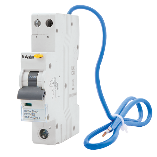 Scolmore CU1RCBOD20C Rcbo C Curve 1 Pole + Switched Neutral Bi-directional True 6ka C Curve 20a 30ma Rcbo (type A)