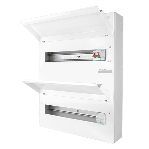 Scolmore CUDEB36MSSPC31 Consumer Unit Mainswitch And Spd 36 Way Dual Row Elucian Metal Consumer Unit With 100a Mains Switch, 100a Connector & 2 Pole Spd (31 Free Ways)
