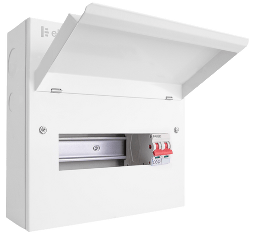 Scolmore CUEB10MS8 Consumer Unit Main Swtich 10 Way Elucian Metal Consumer Unit With 100a Mains Switch (8 Free Ways)