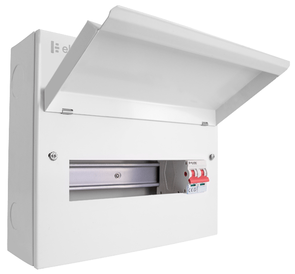 Scolmore CUEB12MS10 Consumer Unit Main Swtich 12 Way Elucian Metal Consumer Unit With 100a Mains Switch (10 Free Ways)