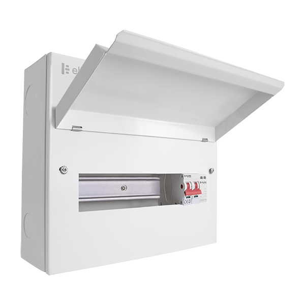 Scolmore CUEB12MSSP9 Consumer Unit Mainswitch And Spd 12 Way Elucian Metal Consumer Unit With 100a Main Switch & 18mm 2 Pole Spd (9 Free Ways)