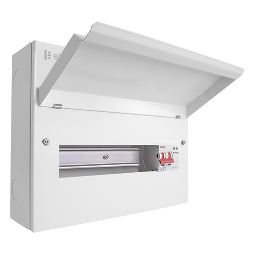 Scolmore CUEB14MSSP11 Consumer Unit Mainswitch And Spd 14 Way Elucian Metal Consumer Unit With 100a Main Switch & 18mm 2 Pole Spd (11 Free Ways)