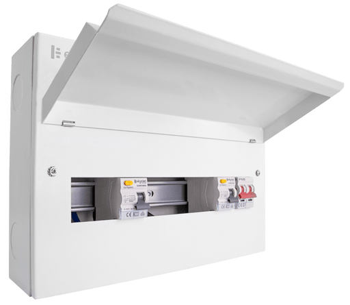 Scolmore CUEB16MSRCD10 Consumer Unit Split Load 16 Way Elucian Metal Consuner Unit With 100a Mains Switch & 2 X 80a Rccb (10 Free Ways)