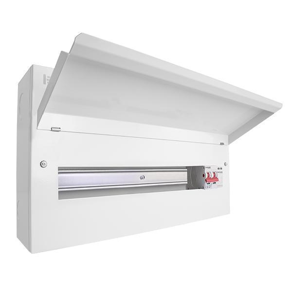 Scolmore CUEB22MSSP19 Consumer Unit Mainswitch And Spd 22 Way Elucian Metal Consumer Unit With 100a Main Switch & 18mm 2 Pole Spd (19 Free Ways)