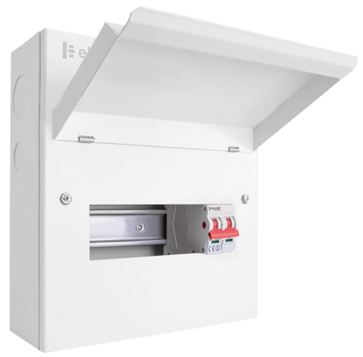 Scolmore CUEB8MS6 Consumer Unit Main Swtich 8 Way Elucian Metal Consumer Unit With 100a Mains Switch (6 Free Ways)