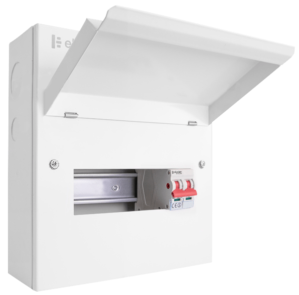 Scolmore CUEB8MS6 Consumer Unit Main Swtich 8 Way Elucian Metal Consumer Unit With 100a Mains Switch (6 Free Ways)