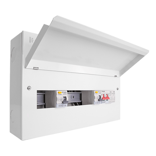 Scolmore CUEHIB16MSRCDSP8 Consumer Unit High Integrity 16 Way Elucian High Integrity Metal Consumer Unit With 100a Mains Switch, 2 X 80a Rccb & 2 Pole 36mm Spd (8 Free Ways)