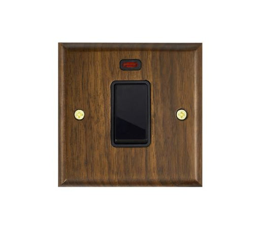 Caradok 1 Gang 45A Walnut Wood Cooker Control Unit Switched with Power Indicator Caradok - Sparks Warehouse