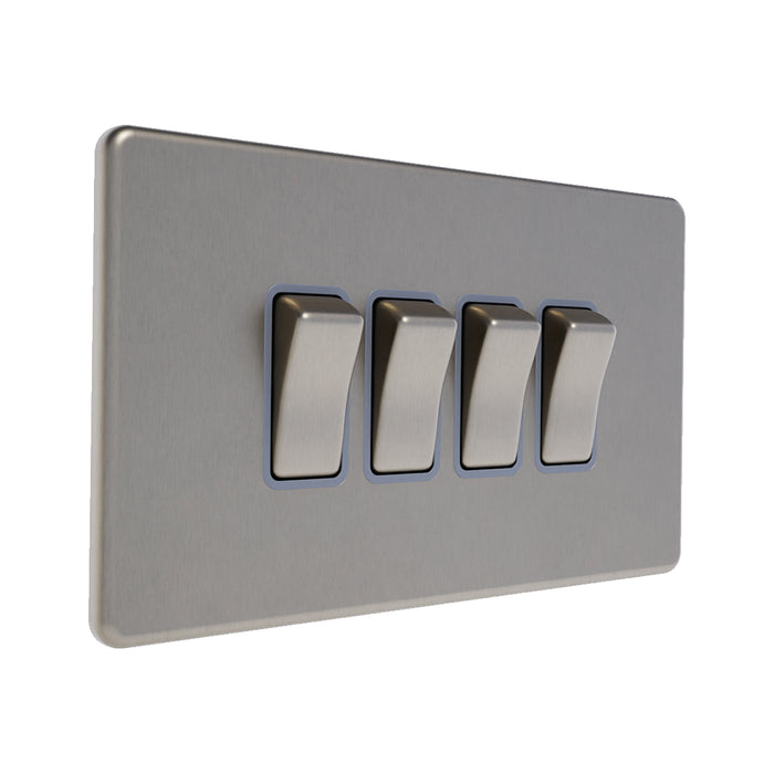Caradok 4G 2Way 10A Switch Brushed Chrome Grey Insert
