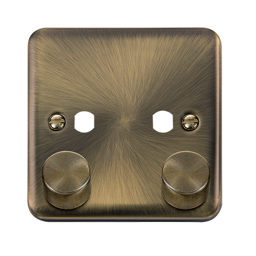 Scolmore DPAB152PL Click Deco Plus - 2 Gang Dimmer Plate and Knobs -Antique Brass Deco Plus Scolmore - Sparks Warehouse