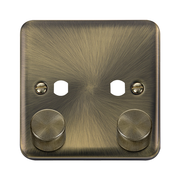 Scolmore DPAB152PL Click Deco Plus - 2 Gang Dimmer Plate and Knobs -Antique Brass Deco Plus Scolmore - Sparks Warehouse