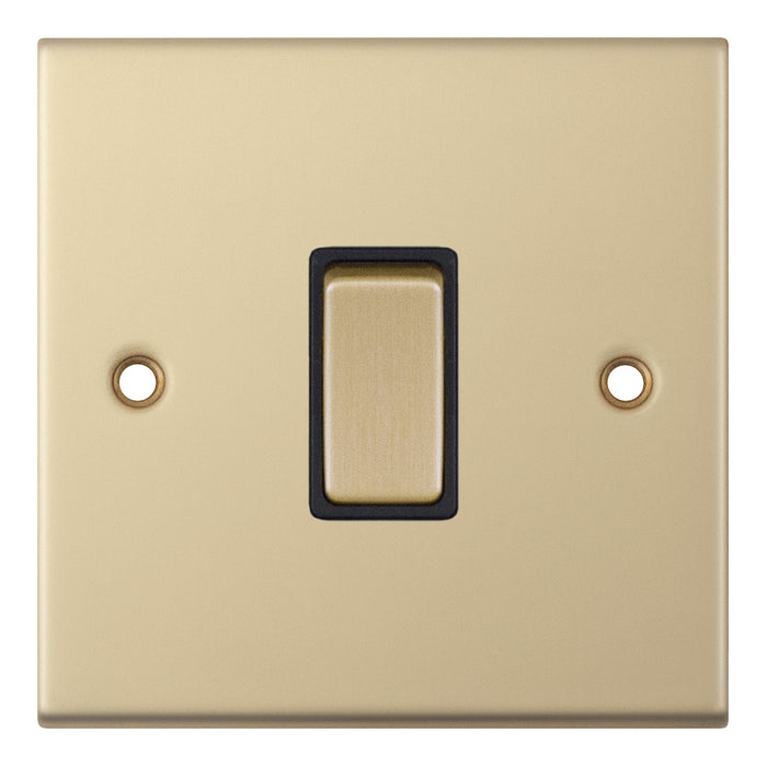 Selectric DSL801 5M Satin Brass 1 Gang 10A 2 Way Switch with Black Insert