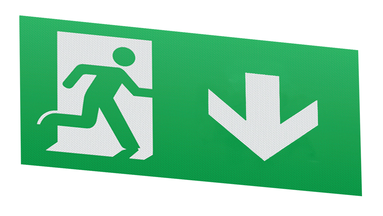 Knightsbridge EMSWINGD Legend with Down Facing Arrow for product EMSWING - Knightsbridge - Sparks Warehouse