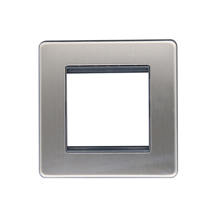 Caradok 1G 2 Module Data Plate Brushed Chrome Grey Insert