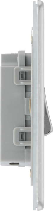 BG FBS12 Screwless Flat Plate Brushed Steel 10A 1 Gang 2 Way Plate Switch