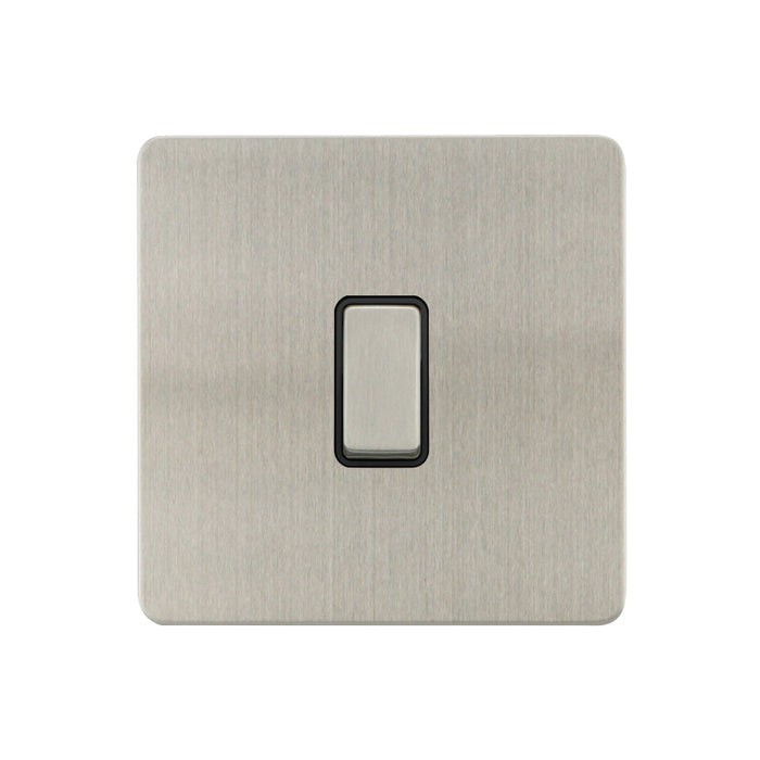 Caradok - The Ultra Flat - Brushed Chrome - FN011DME - 10AX 1G 2Way Switch Brushed Chrome, Black Insert