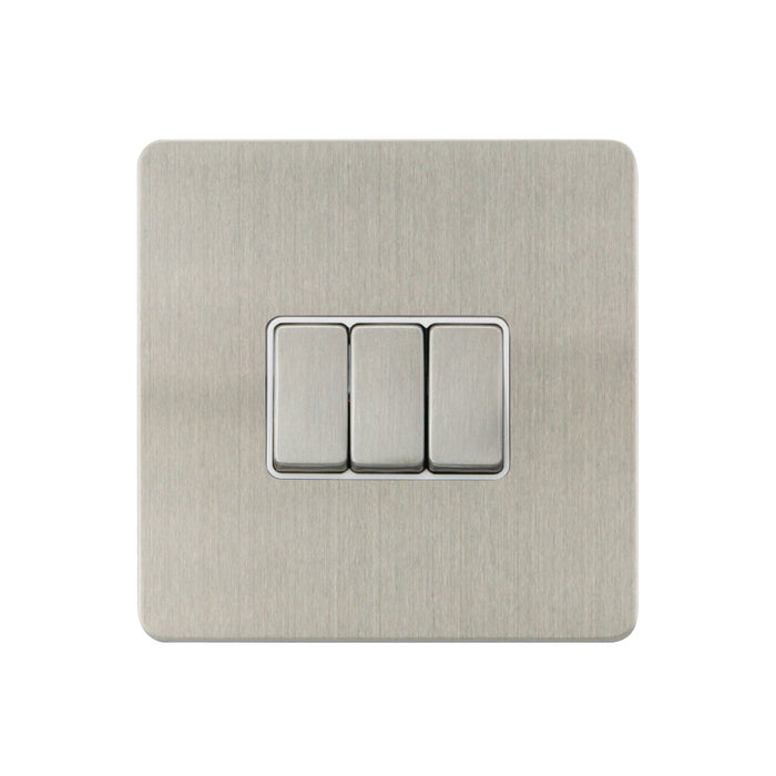Caradok - The Ultra Flat - Brushed Chrome - FN015DMF - 10AX 3G 2Way Switch Brushed Chrome, White Insert