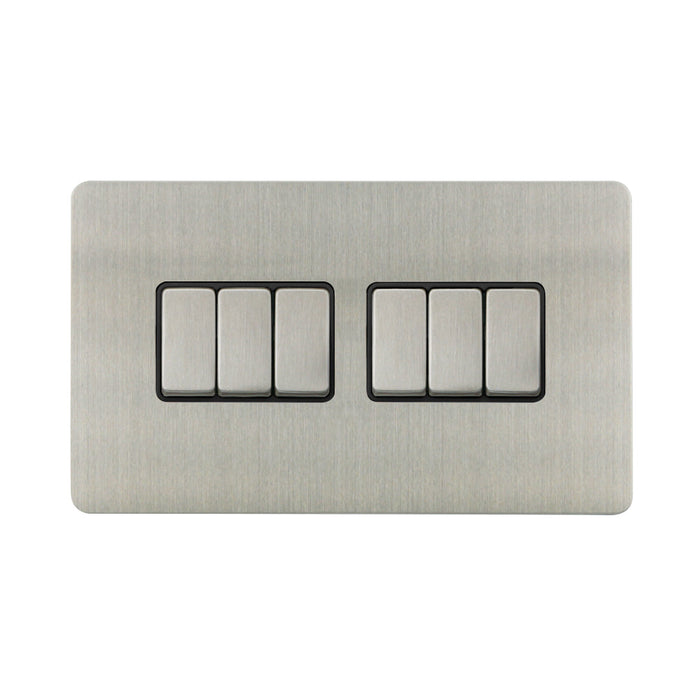 Caradok - The Ultra Flat - Brushed Chrome - FN020DME - 10AX 6G 2Way Switch Brushed Chrome, Black Insert