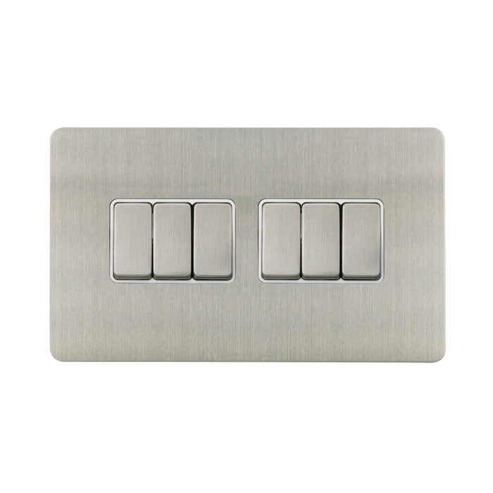 Caradok - The Ultra Flat - Brushed Chrome - FN020DMF - 10AX 6G 2Way Switch Brushed Chrome, White Insert