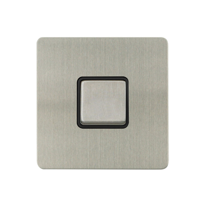 Caradok - The Ultra Flat - Brushed Chrome - FN021DME - 3 Pole Fan Isolator Switch Brushed Chrome, Black Insert