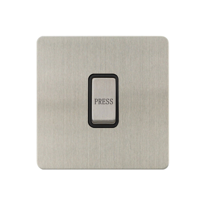 Caradok - The Ultra Flat - Brushed Chrome - FN023DME - Retractive Switch Marked Press Brushed Chrome, Black Insert