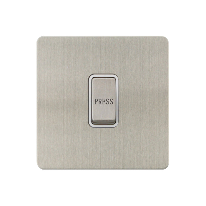 Caradok - The Ultra Flat - Brushed Chrome - FN023DMF - Retractive Switch Marked Press Brushed Chrome, White Insert