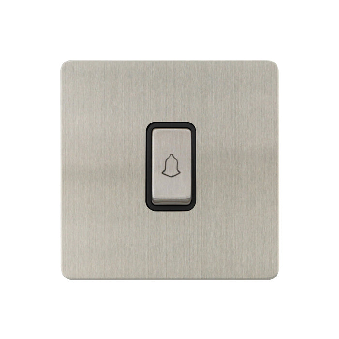 Caradok - The Ultra Flat - Brushed Chrome - FN024DME - Retractive Switch c/w Bell Logo Brushed Chrome, Black Insert