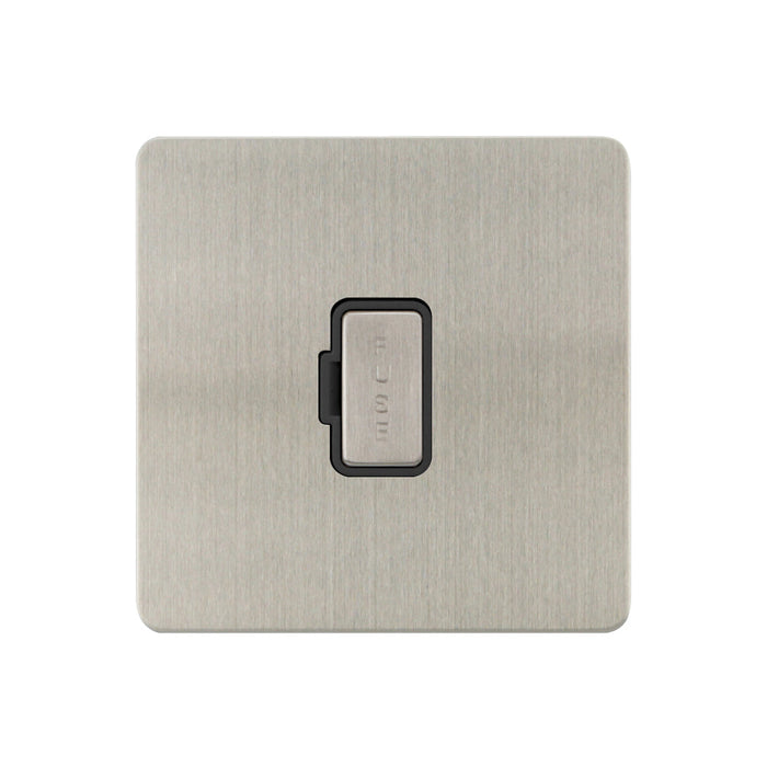 Caradok - The Ultra Flat - Brushed Chrome - FN053DME - 13A Unswitched Spur Brushed Chrome, Black Insert