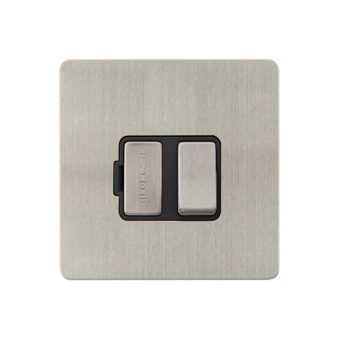 Caradok - The Ultra Flat - Brushed Chrome - FN059DME - 13A Switched Spur Brushed Chrome, Black Insert