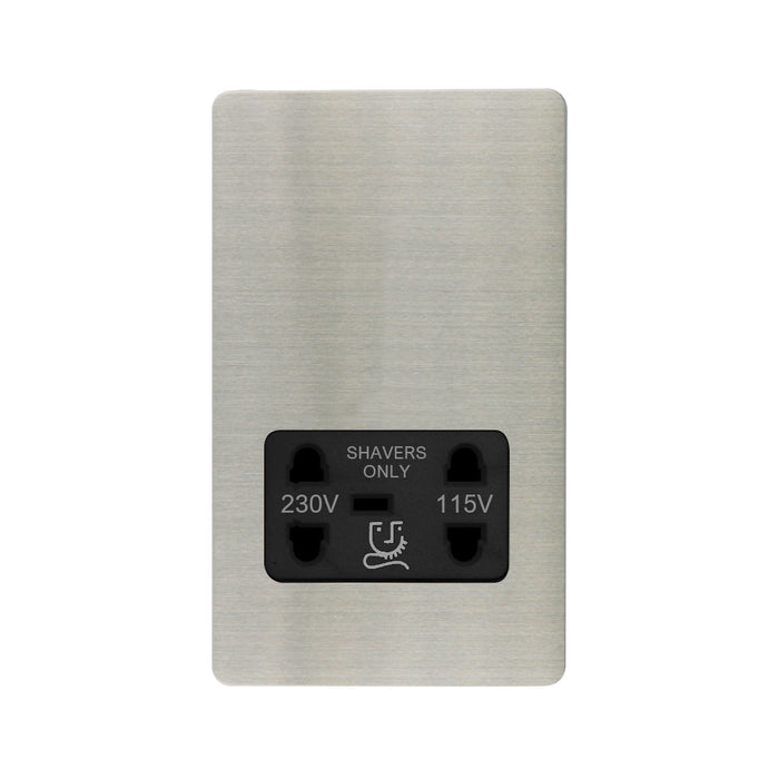 Caradok - The Ultra Flat - Brushed Chrome - FN100DME - Shaver Socket Brushed Chrome, Black Insert