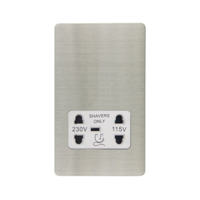 Caradok - The Ultra Flat - Brushed Chrome - FN100DMF - Shaver Socket Brushed Chrome, White Insert