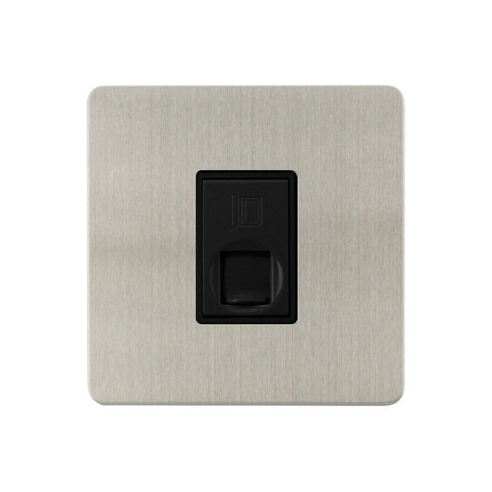 Caradok - The Ultra Flat - Brushed Chrome - FN112DME - 1G RJ45 Cat 5 Socket Brushed Chrome, Black Insert