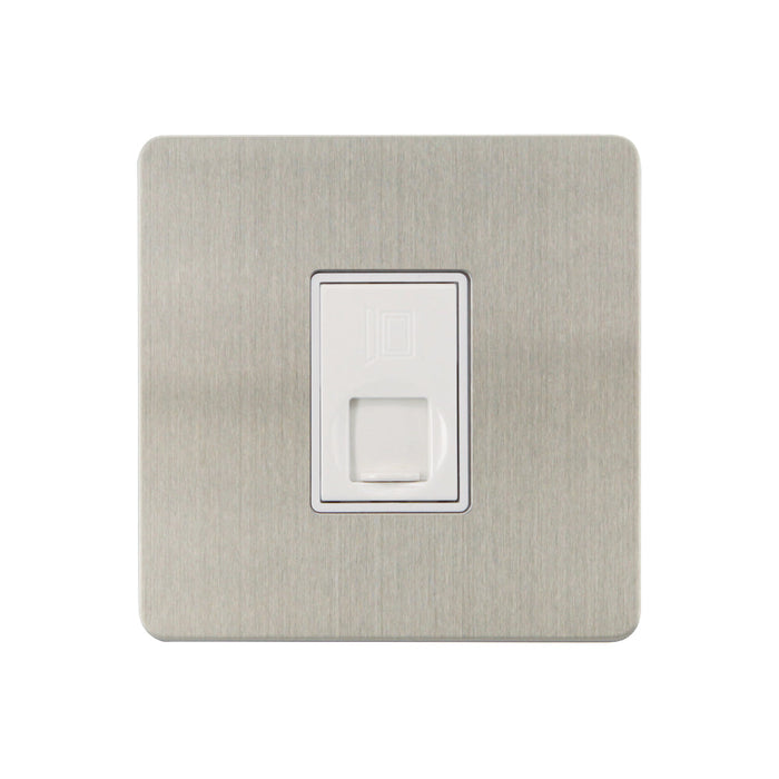 Caradok - The Ultra Flat - Brushed Chrome - FN112DMF - 1G RJ45 Cat 5 Socket Brushed Chrome, White Insert