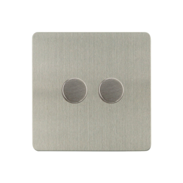Caradok - The Ultra Flat - Brushed Chrome - FN153D - 500W 2G 2Way Incandescent Dimmer Brushed Chrome