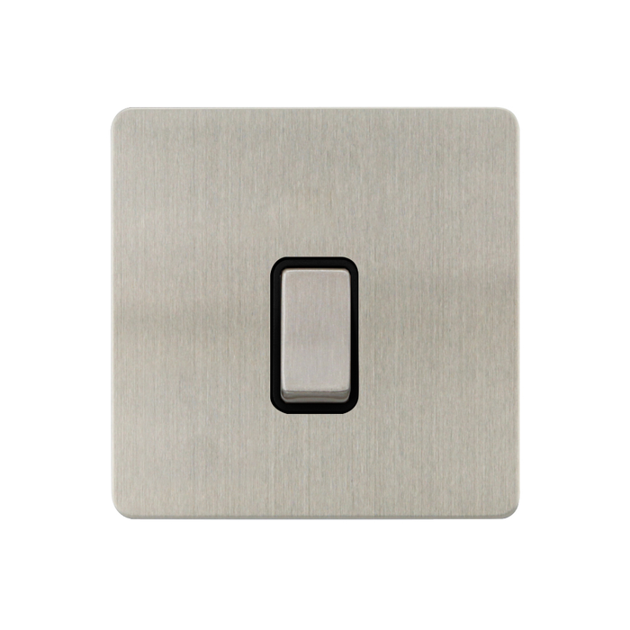 Caradok - The Ultra Flat - Brushed Chrome - FN202DME - 20A DP Switch Brushed Chrome, Black Insert
