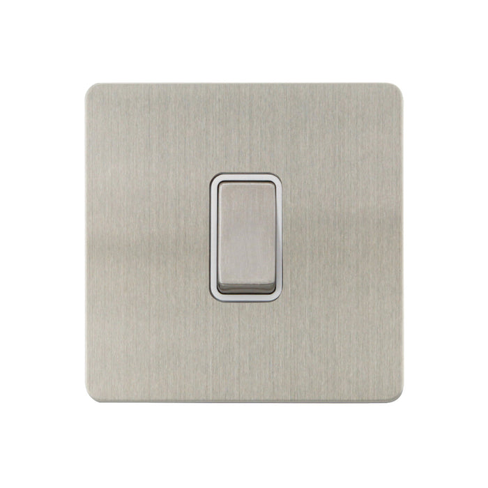 Caradok - The Ultra Flat - Brushed Chrome - FN202DMF - 20A DP Switch Brushed Chrome, White Insert