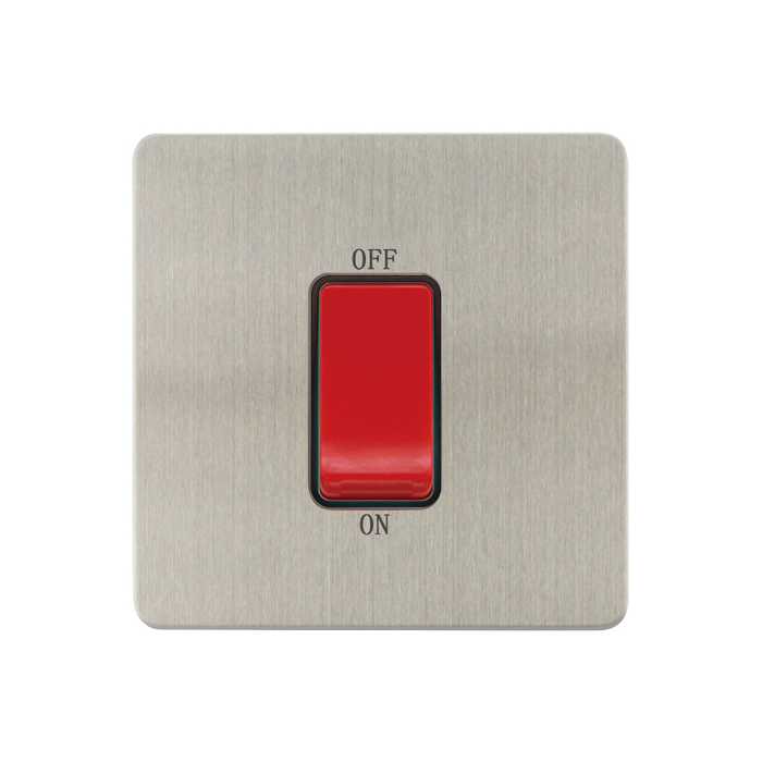 Caradok - The Ultra Flat - Brushed Chrome - FN204DME - 1G 45A DP Switch Brushed Chrome, Black Insert