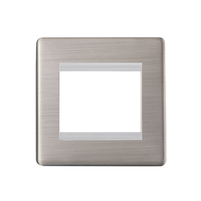 Caradok - The Ultra Flat - Brushed Chrome - FN222DMF - 2 Module Data Plate Brushed Chrome, White Insert