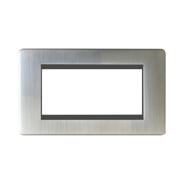 Caradok - The Ultra Flat - Brushed Chrome - FN223DME - 4 Module Data Plate Brushed Chrome, Black Insert