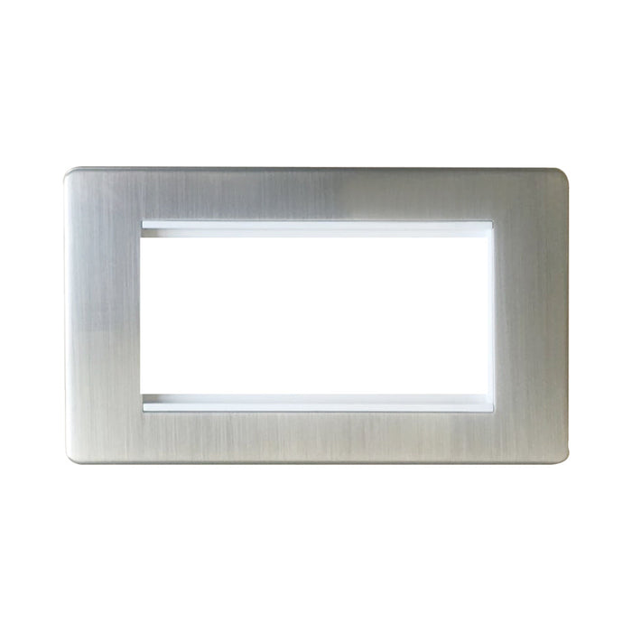 Caradok - The Ultra Flat - Brushed Chrome - FN223DMF - 4 Module Data Plate Brushed Chrome, White Insert