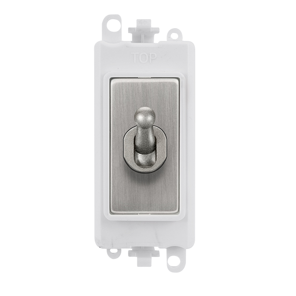 Scolmore GM209002PWSS -  20AX 2 Way Toggle Switch Module - White - Stainless Steel