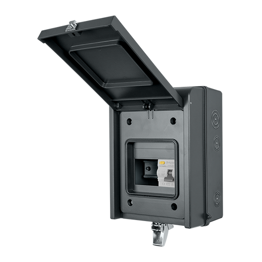 Scolmore GUEB563RCD3IP65AG Consumer Unit Garage 5 Way Elucian Ip65 Metal Garage Unit With 63a Rccb (3 Free Ways) -  Anthracite Grey