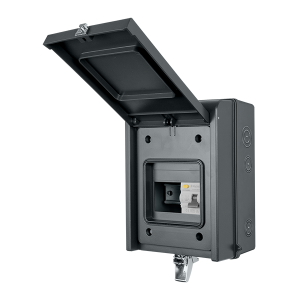 Scolmore GUEB563RCD3IP65AG Consumer Unit Garage 5 Way Elucian Ip65 Metal Garage Unit With 63a Rccb (3 Free Ways) -  Anthracite Grey