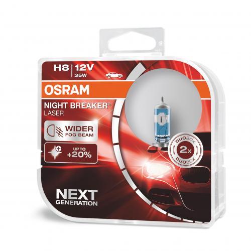 Osram 64212NL-HCB Halogen 35W Night Breaker Laser  PGJ19-1 H8 (708) 12V 2 Halogen Bulbs